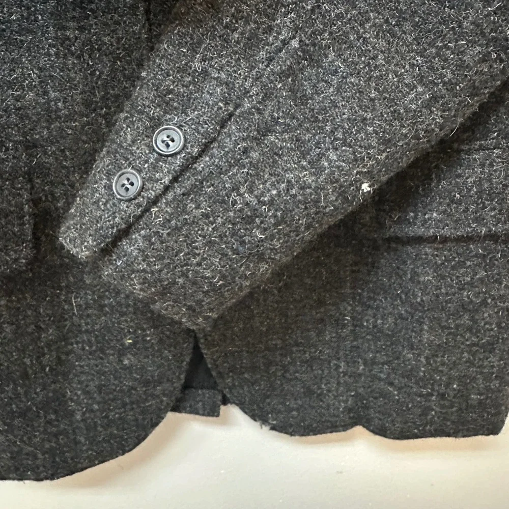 Vintage Hardwick Harris Tweed Blazer Mens Charcoal Grey Wool Sport Coat USA Made